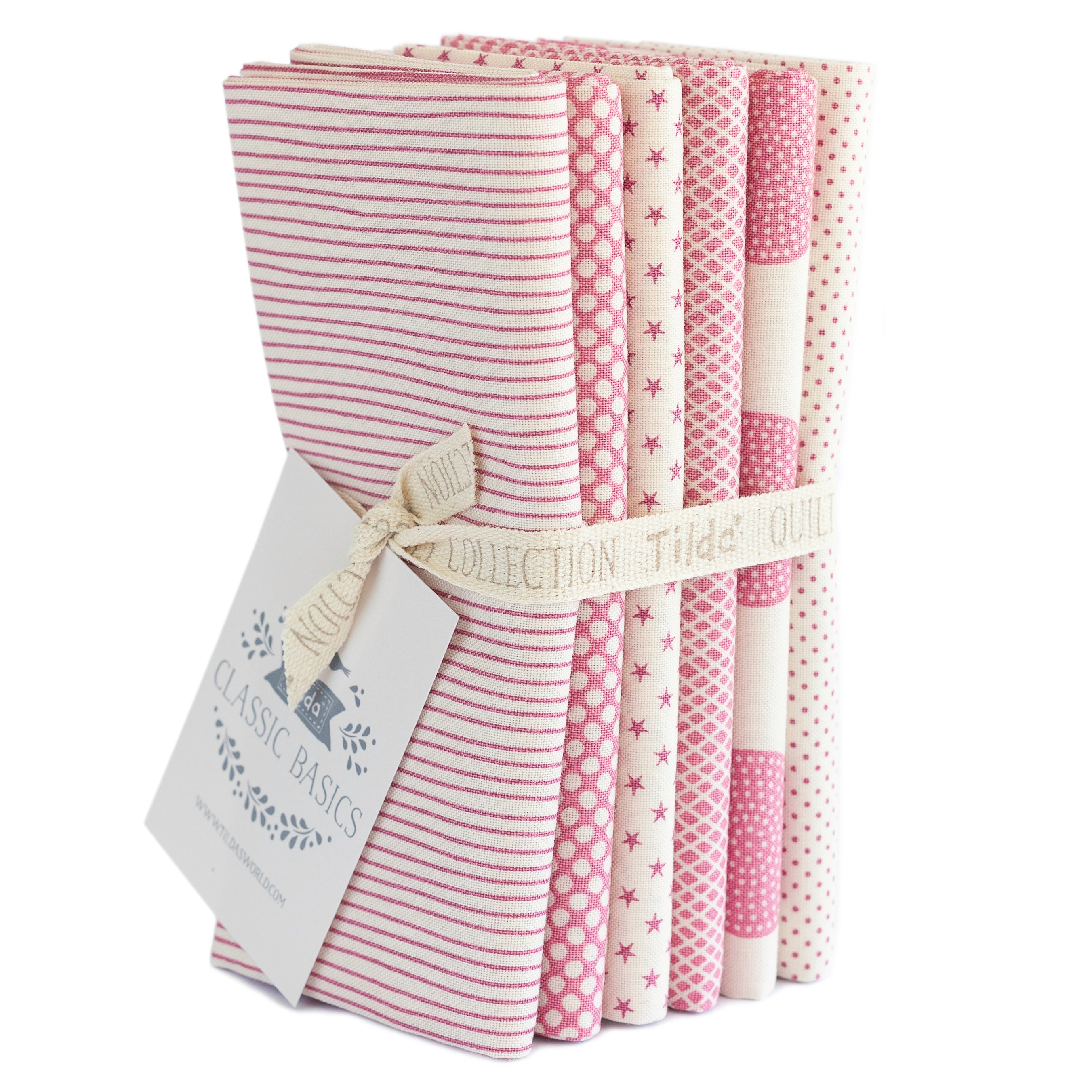 Fabric Fat Quarters Classic Basics: 50 x 55cm Pink (Bundle of 6)